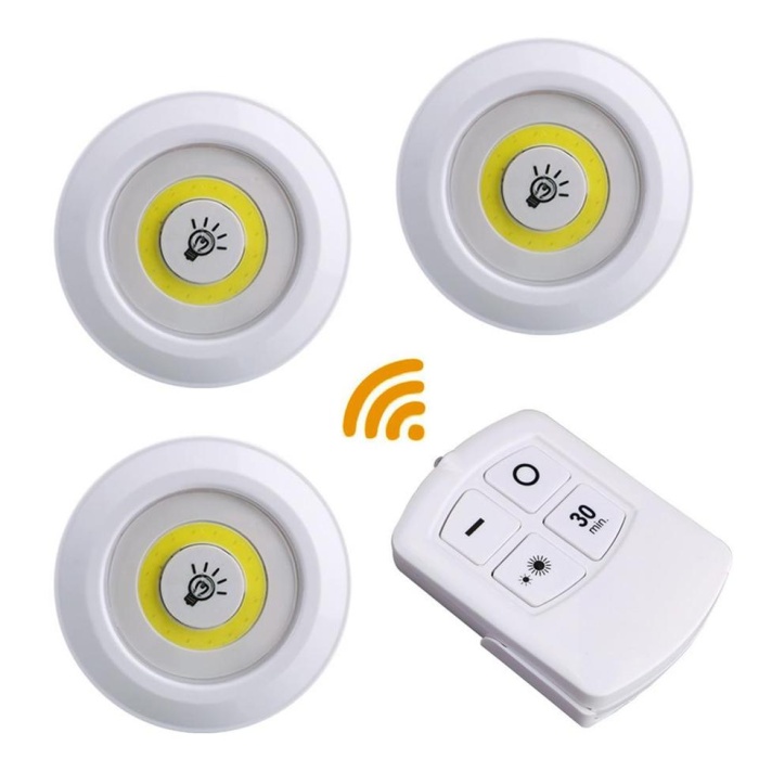 Uzaktan Kumandalı Yapışkanlı 3’lü Led Spot Lamba 