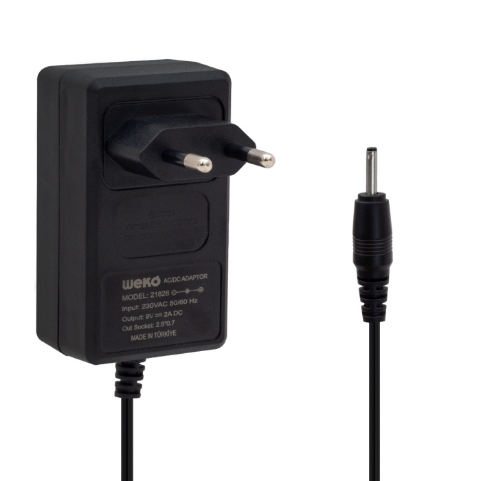 9 VOLT 2 AMPER İNCE 2.5*0.7 UÇ TABLET PC ADAPTÖRÜ YERLİ ÜRETİM 