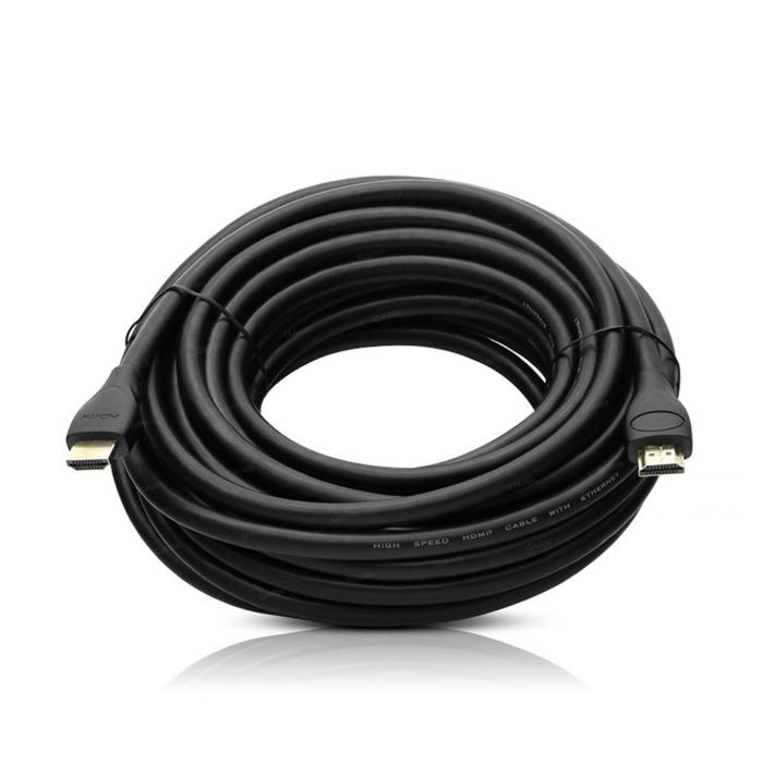 PLASTİK DÜZ SİYAH 10 METRE GOLD POŞETLİ HDMI KABLO 
