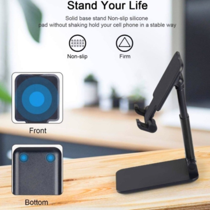 Siyah Aynalı Cep Telefonu Sabitleyici Stand Katlanabilir Ayarlanabilir Telefon Standı 