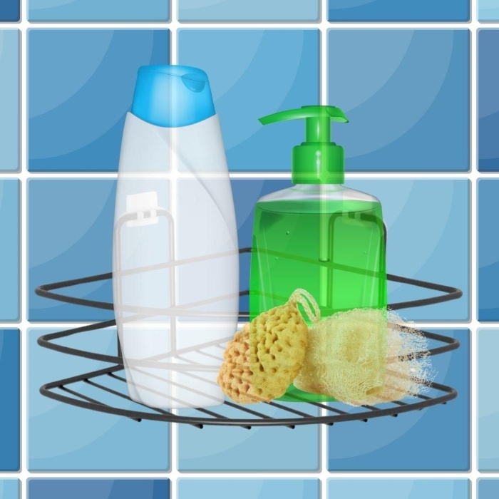 Kendiliğinden Yapışkanlı Montaj Gerektirmeyen Tek Katlı Banyo Askı Köşe Şampuanlık Siyah 