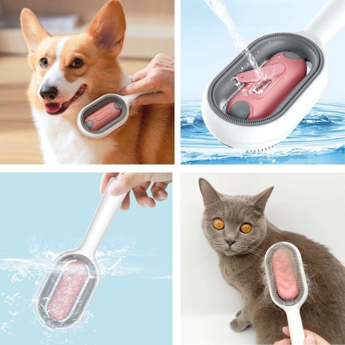 Su Hazneli Kedi ve Köpek Tüyü Toplamama Fırçası Su Hazneli Pet Tarağı 