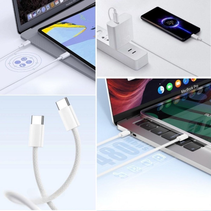 Apple 15/15 Pro Type-C to Type-C Hasır Örgü Hızlı Şarj Kablosu (1m) 