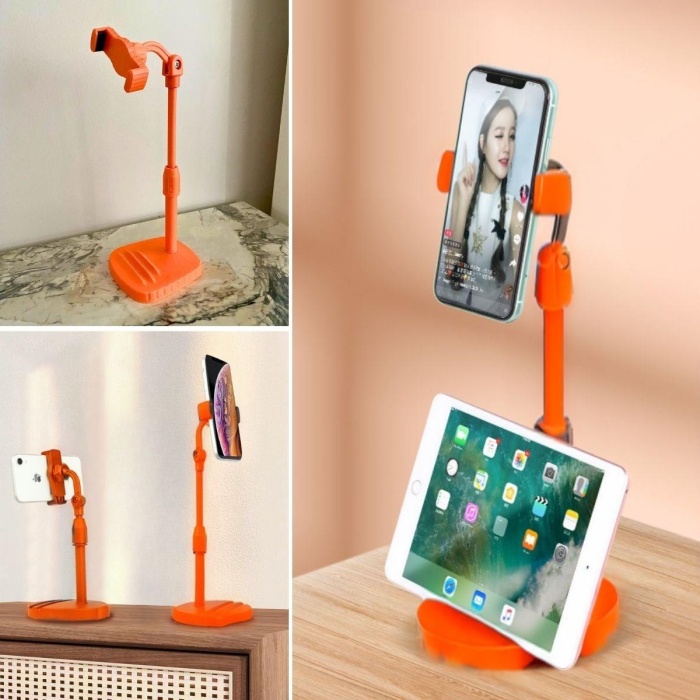 Masa Üstü Tablet ve Telefon Tutucu Plastik Aparat Turuncu Telefon Standı 
