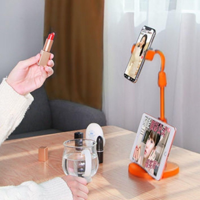 Masa Üstü Tablet ve Telefon Tutucu Plastik Aparat Turuncu Telefon Standı 