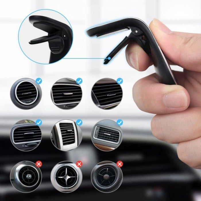Havalanndırma Izgarasına Takılabilen Mandallı Mıknatıslı Oto Araç Içi Manyetik Telefon Tutucu 
