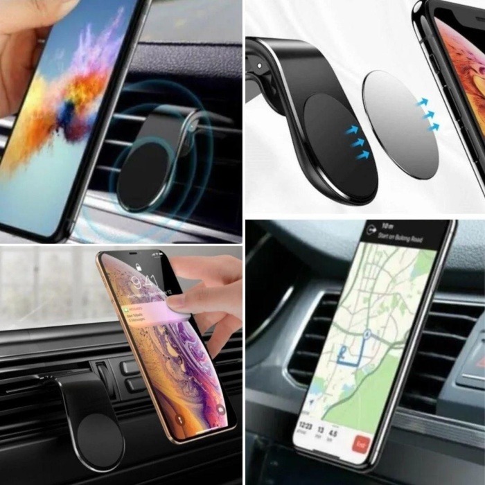 Havalanndırma Izgarasına Takılabilen Mandallı Mıknatıslı Oto Araç Içi Manyetik Telefon Tutucu 