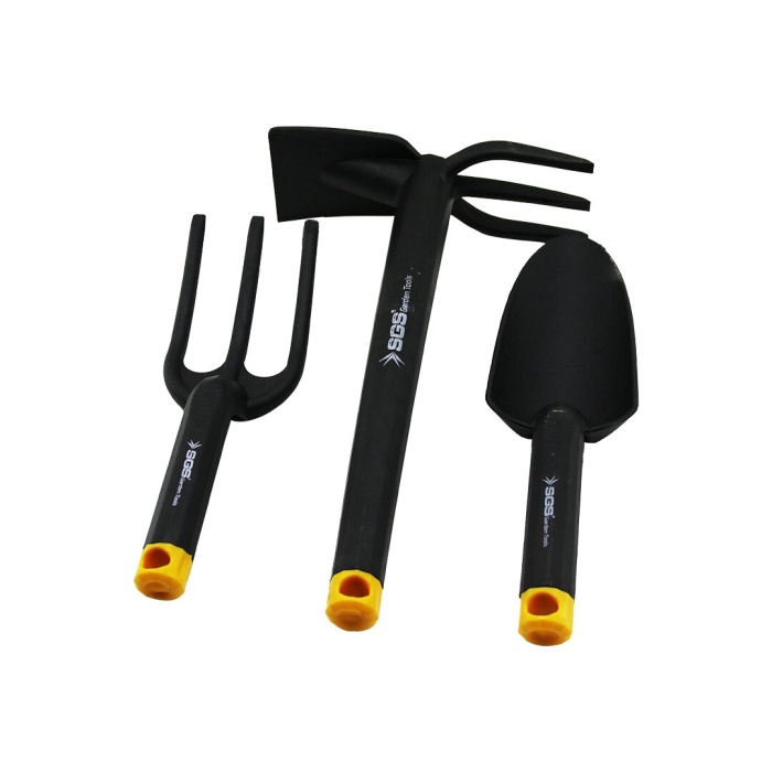 3PCS PLASTİK SİYAH ÇAPA BAHÇE SETİ TIRMIK - ÇAPA - KÜREK 