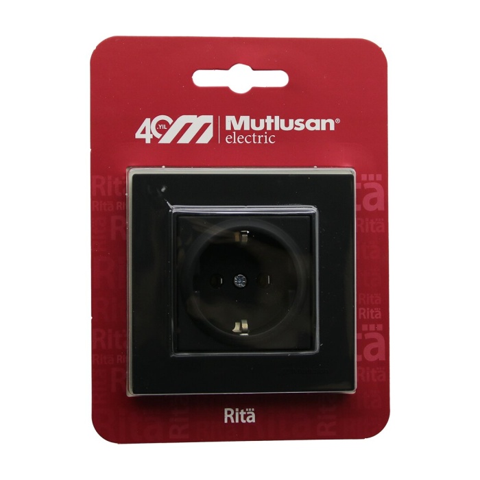MUTLUSAN RİTA-2220 600 0284B BLİSTERLİ - KARTLI SİYAH - TOPRAKLI PRİZ ÇERÇEVELİ 