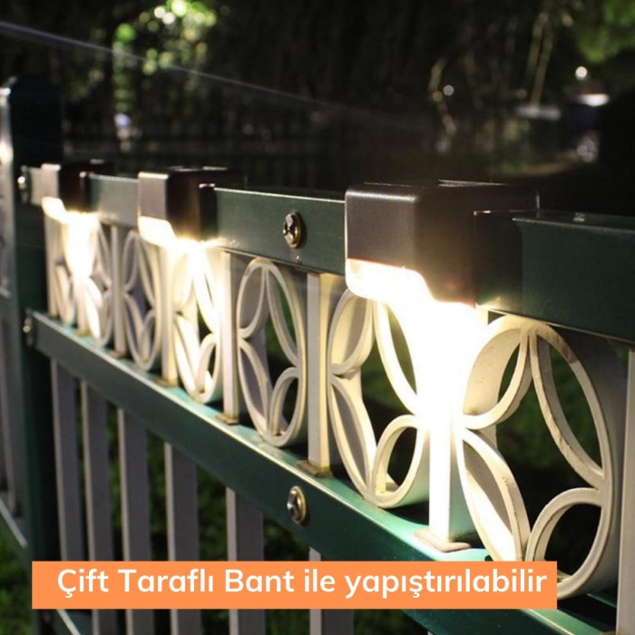 Solar Güneş Enerjili Şarj Edilen Köşebent Merdiven Veranda Bahçe Yolu Led Lamba Işık 4 Adet 