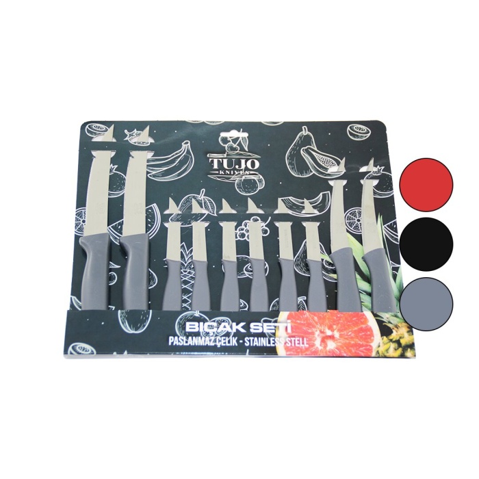 10LU  TIRTIRLI BIÇAK SETİ  2AD 12.5CM EKMEK   2AD 10CM SEBZE   6AD 6.5CM MEYVE 