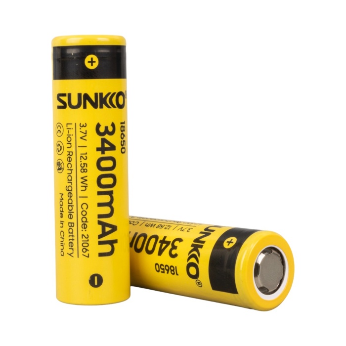SUNKKO 3.7 VOLT 3400 MAH 18650 ŞARJ EDİLEBİLİR PİL (2Lİ PAKET) 