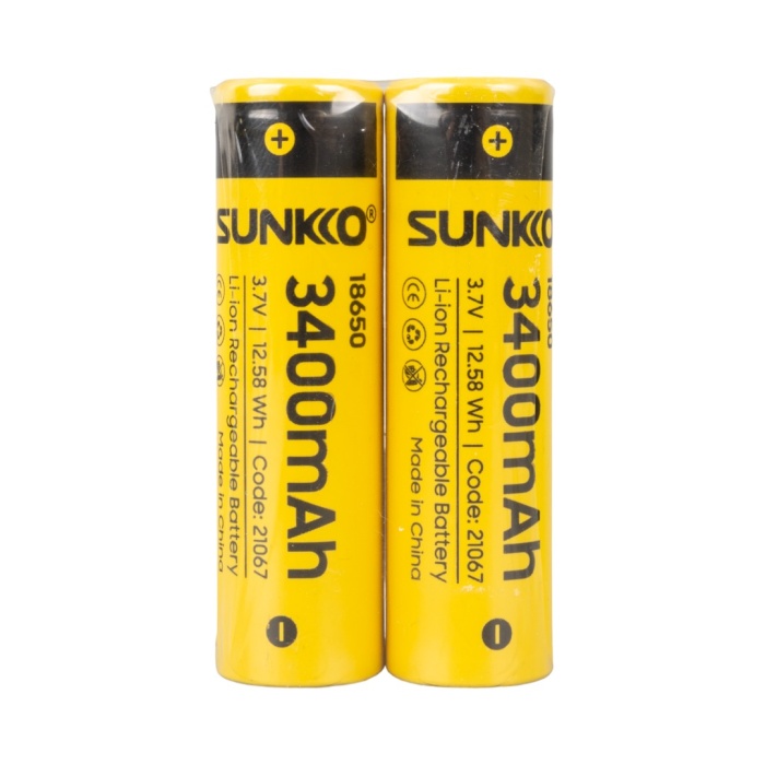 SUNKKO 3.7 VOLT 3400 MAH 18650 ŞARJ EDİLEBİLİR PİL (2Lİ PAKET) 