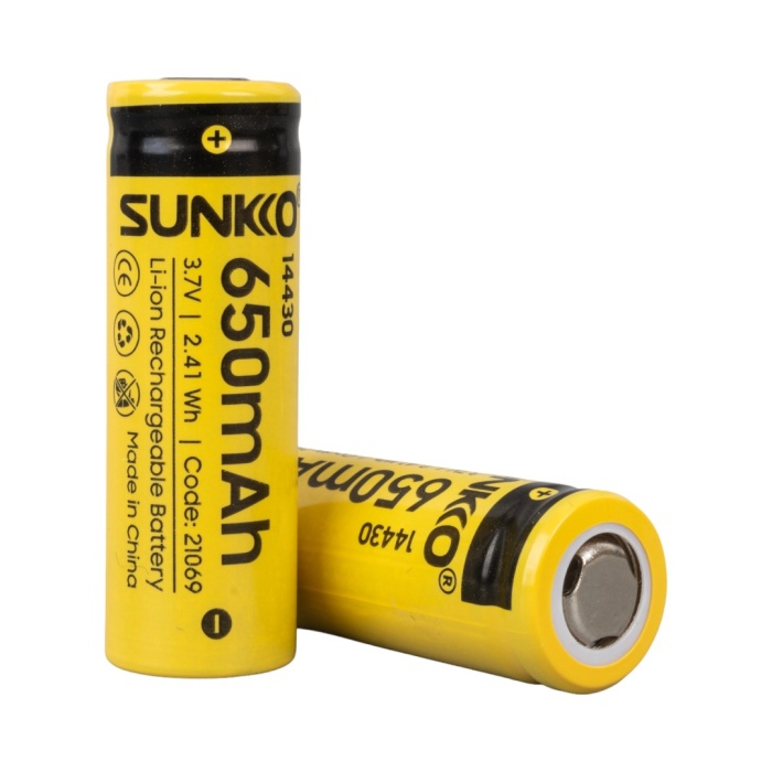 SUNKKO 3.7 VOLT 650 MAH 14430 ŞARJ EDİLEBİLİR PİL (2Lİ PAKET) 