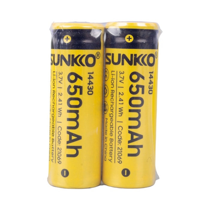 SUNKKO 3.7 VOLT 650 MAH 14430 ŞARJ EDİLEBİLİR PİL (2Lİ PAKET) 