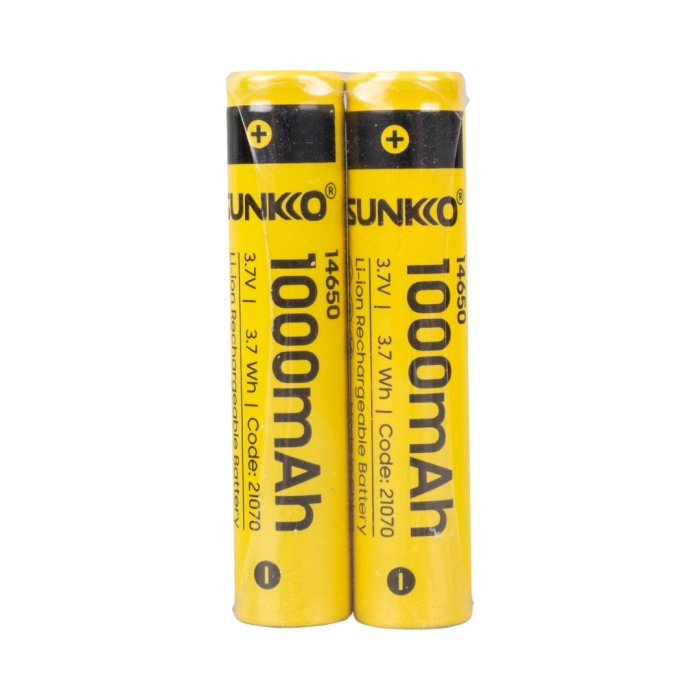 SUNKKO 3.7 VOLT 1000 MAH 14650 ŞARJ EDİLEBİLİR PİL (2Lİ PAKET) 