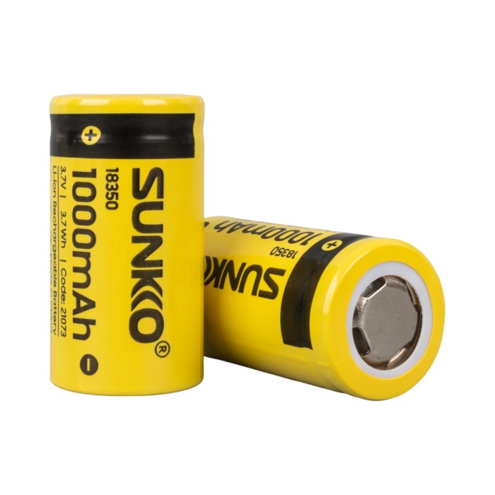 SUNKKO 3.7 VOLT 1000 MAH 18350 ŞARJ EDİLEBİLİR PİL (2Lİ PAKET) 
