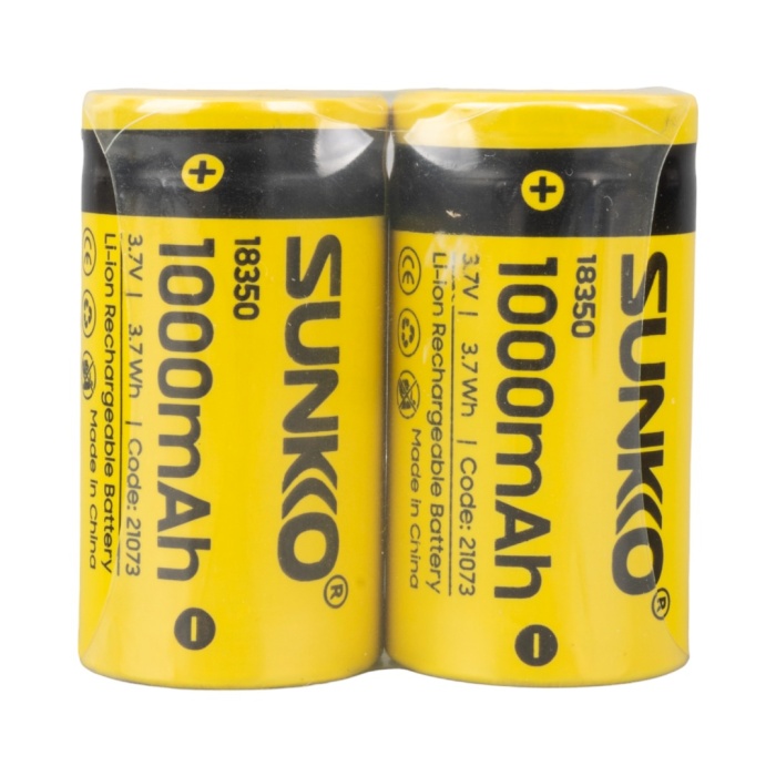 SUNKKO 3.7 VOLT 1000 MAH 18350 ŞARJ EDİLEBİLİR PİL (2Lİ PAKET) 