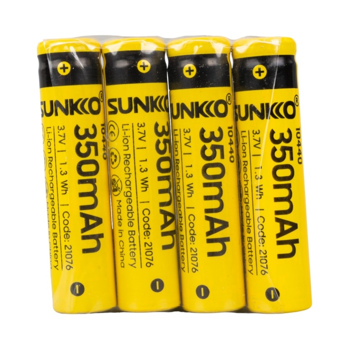 SUNKKO 3.7 VOLT 350 MAH 10440 ŞARJ EDİLEBİLİR PİL (4LÜ PAKET) 