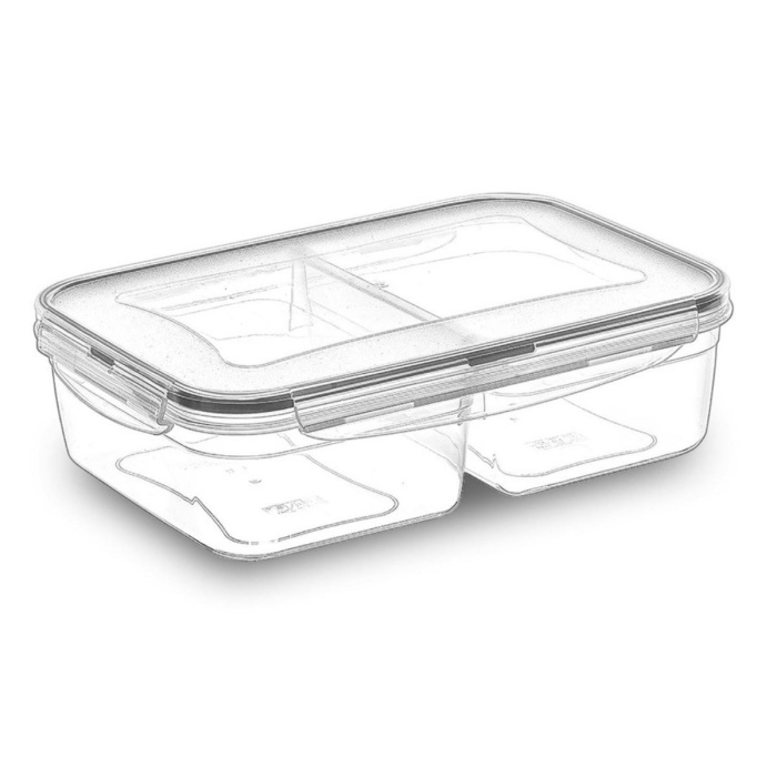 2 Bölmeli 1+1 Litre Kilitli Kapaklı Erzak Saklama Kabı LC-525 