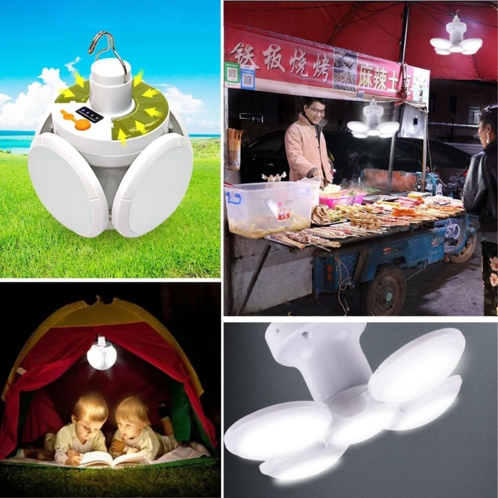 5 Led&amp;apos;li 3 Farklı Işık Modlu Açılıp Kapanabilir Led Kanatlı Güneş Enerjili Solar Aydınlatma Asılabilir Kamp Feneri 