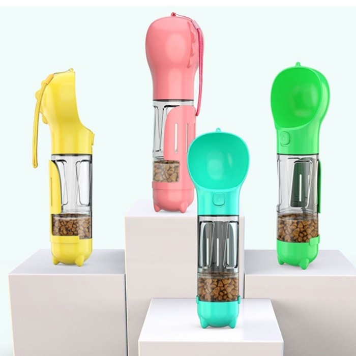 Taşınabilir Hazneli Mama Kaplı ,Kaka Poşetli Kedi,Köpek Suluğu-300ml 