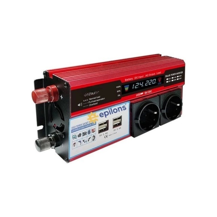 12v 2000w Modifiye Sinüs İnverter Araç Ve Güneş Enerjisi Uyumlu, Çift Usb, Çift Priz Ve Çakmaklık Epilons 