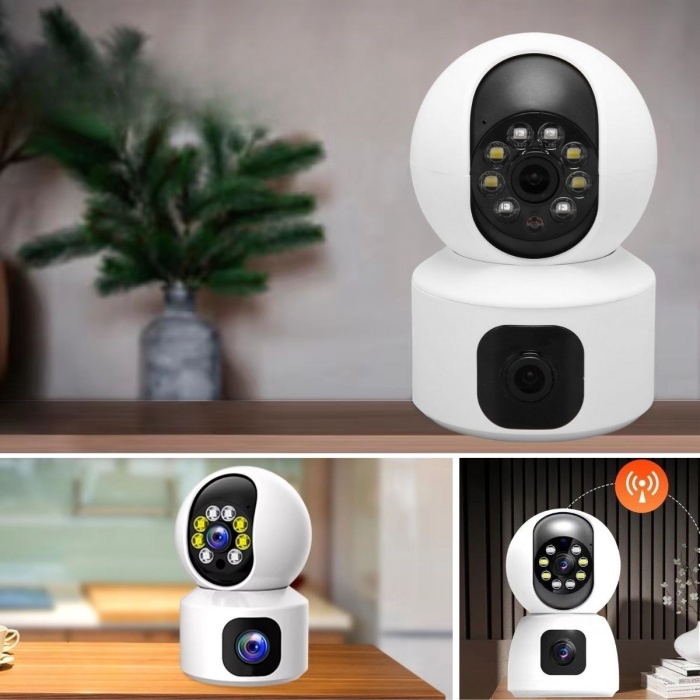 Çift Kameralı Wifi Bağlantılı Gece Görüşlü Ev Tipi Güvenlik Kamerası 