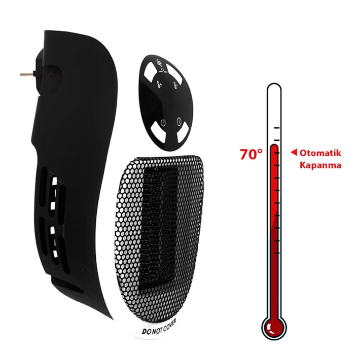 500 WATT PRİZ TİPİ UZAKTAN KUMANDALI TAŞINABİLİR ISITICI (ZAMANLAYICI) (OM-1211) 