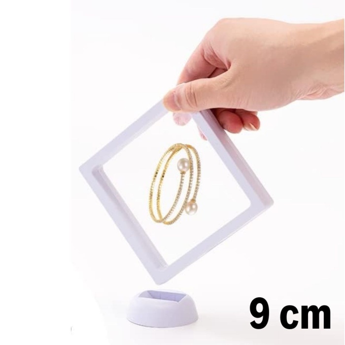 9x9 cm Standlı 3D Takı Ziynet Hatıra Koleksiyon Saklama Kutusu Şeffaf Film Çerçevesi 