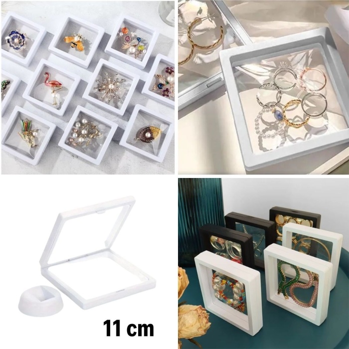 11x11cm Standlı 3D Takı Ziynet Hatıra Koleksiyon Saklama Kutusu Şeffaf Film Çerçevesi 