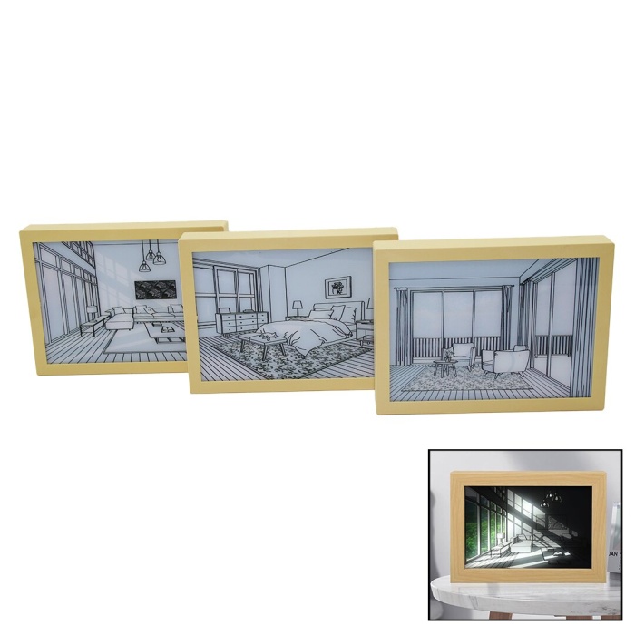 3 BOYUTLU - 15X20CM LED IŞIKLI MİNİ TABLO USB BAĞLANTILI - AYAR ANAHTARLI (4549)