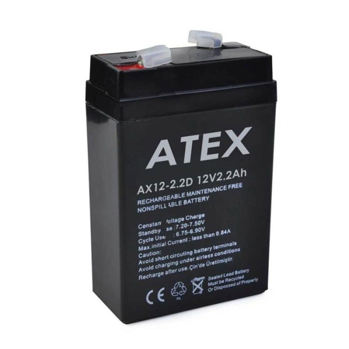 ATEX 12 VOLT - 2.2 AMPER DİK KARE AKÜ (70 X 46 X 101 MM) (4549)