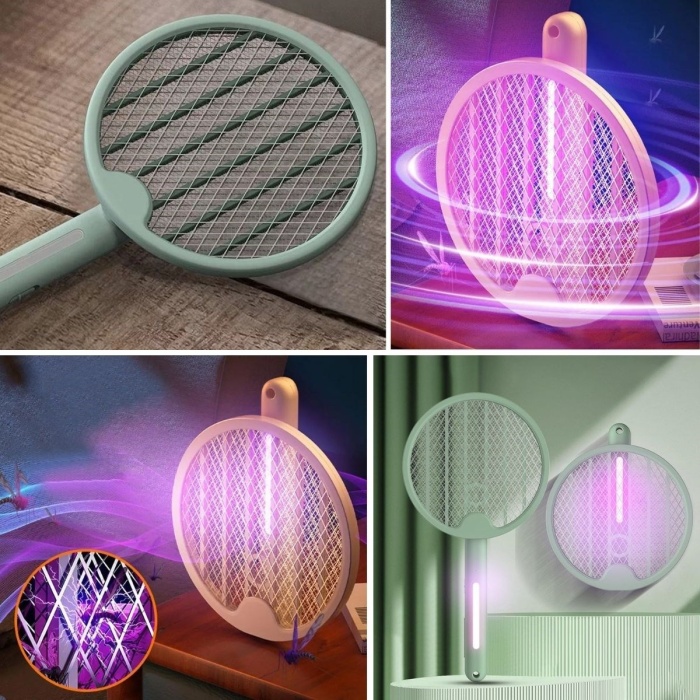 Tenis Raketi Tipi Masaüstü Olabilen Gece Lambalı Sinek Kovucu,Öldürücü Raket (4549)
