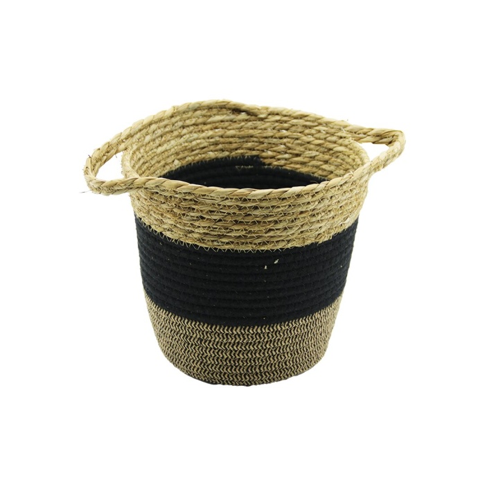 2IN1=İP ÖRGÜLÜ - HASIRÇİFT KULPLU SEPET - ORGANİZER Ç-TABAN:17CM--AĞIZ:24CM - Y: 22CM (4549)