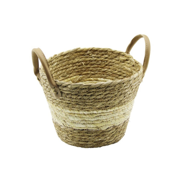 ÇİFT KULPLUHASIR SEPET - ÇOK AMAÇLI ORGANİZER Ç-TABAN:16CM--AĞIZ:24CM - Y: 18CM (4549)