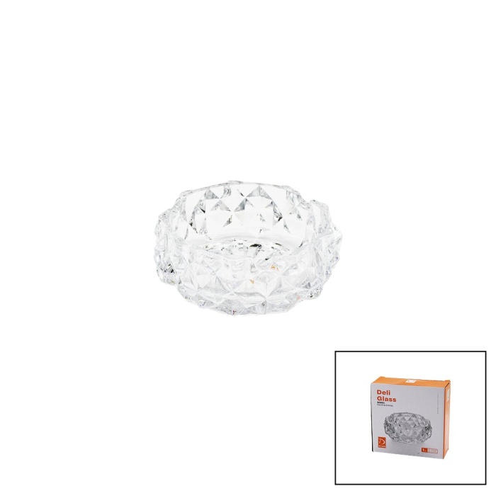 KÜÇÜK CAM - DIAMOND KRİSTAL ŞEKİL YUVARLAK KÜLLÜK ÇAP: 11.2CM - D: 4.4CM (4549)