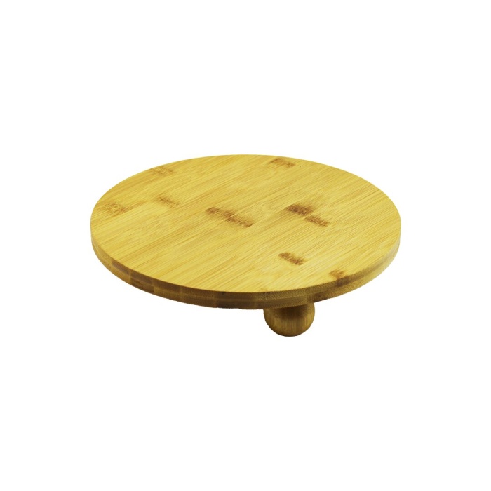 YUVARLAK 24.5CM 3 MİNİ TOP AYAKLI AHŞAP BAMBU SUNUM TEPSİSİ - MİNİ SOFRA (4549)