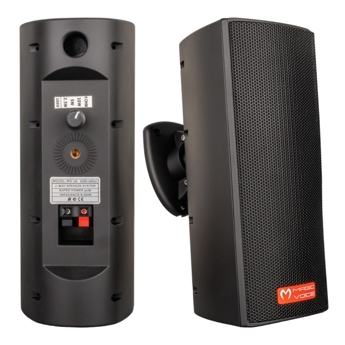 MAGICVOICE MV-26 2*7.5 CM 50 WATT 2Lİ TAKIM SİYAH TRAFOLU SÜTUN HOPARLÖR (4549)