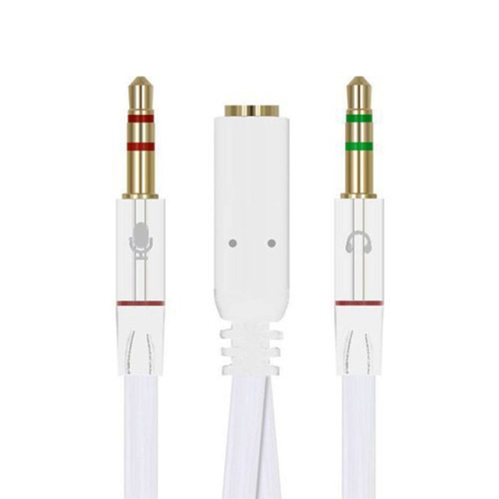 3.5MM STEREO DİŞİ X 2 STEREO ERKEK KULAKLIK MİKROFON HOPARLÖR AYIRICI 20 CM KABLO (4549)