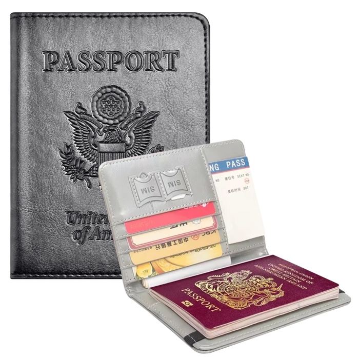 AMERİKA USA KAPAKLI SUNİ DERİ PASAPORT KILIFI CÜZDANI (RFID ENGELLEYİCİ) (4549)
