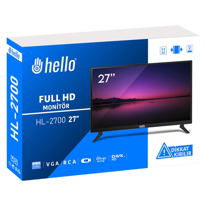 HELLO HL-2700 27 AUDIO IN-RCA-VGA-HDMI-USB 12 VOLT ADAPTÖRLÜ FULL HD LED MONİTÖR (4549)