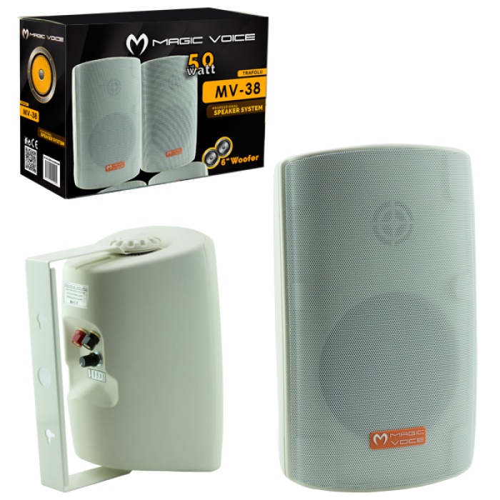 MAGICVOICE MV-38 11 CM 50 W BEYAZ SÜTUN HOP 2Lİ TAKIM TRAFOLU (4549)
