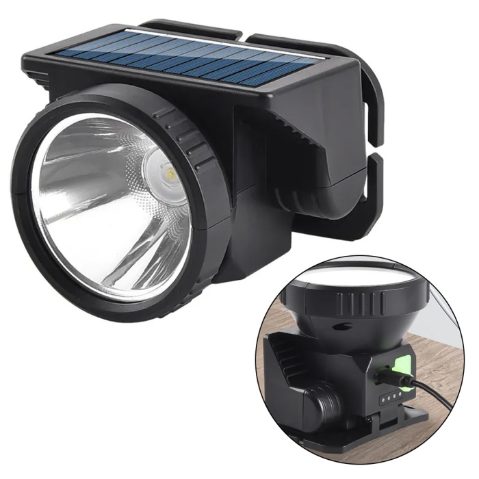 POWER LED BEYAZ SOLAR KAFA LAMBASI FENERİ TYPE-C ŞARJLI 73X77X55MM WH-8868A (4549)