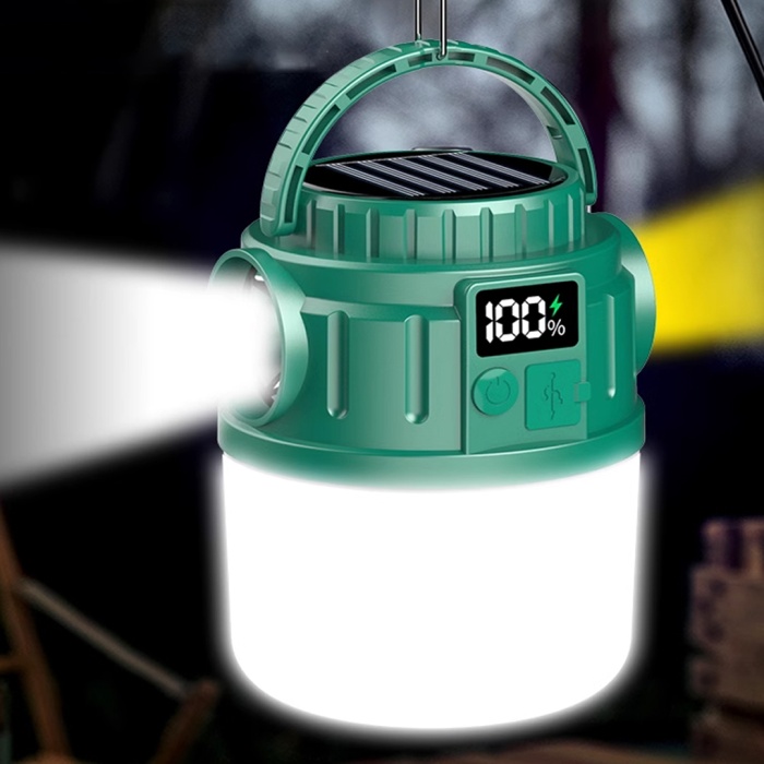 24 LED 5 AYDINLATMA MODU + 2 YAN IŞIK (BEYAZ / SARI) 1200 MAH SOLAR KAMP LAMBASI V65-3 (4549)