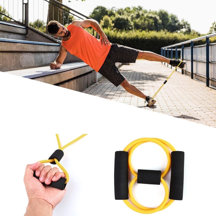 8 Şeklinde Direnç Bandı Yoga Plates Ve Vücut Geliştirme Egzersiz Bandı (4549)