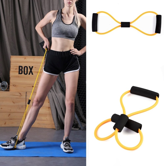 8 Şeklinde Direnç Bandı Yoga Plates Ve Vücut Geliştirme Egzersiz Bandı (4549)