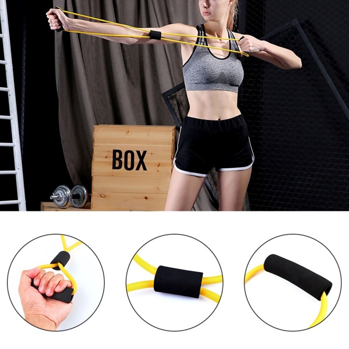 8 Şeklinde Direnç Bandı Yoga Plates Ve Vücut Geliştirme Egzersiz Bandı (4549)