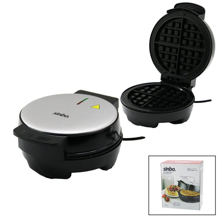 BELÇİKA WAFFLE MAKİNESİ ELEKTRİKLİ 4 WAFFLE - YAPIŞMAZ DÖKÜM PLAKA PASLANMAZ ÇELİK ÜST KAPLAMA SSM-2591 (4549)