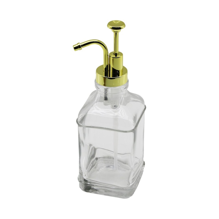 KARE CAM ŞİŞE - ŞEFFAF SIVI SABUNLUK 500ML POMPA - MUSLUK AYRIK MODEL BAŞLI (4549)